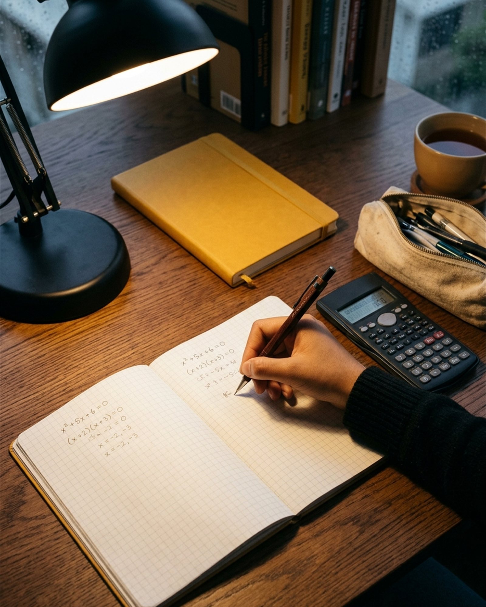 Show Your Working Notebook Set in Mustard, in use