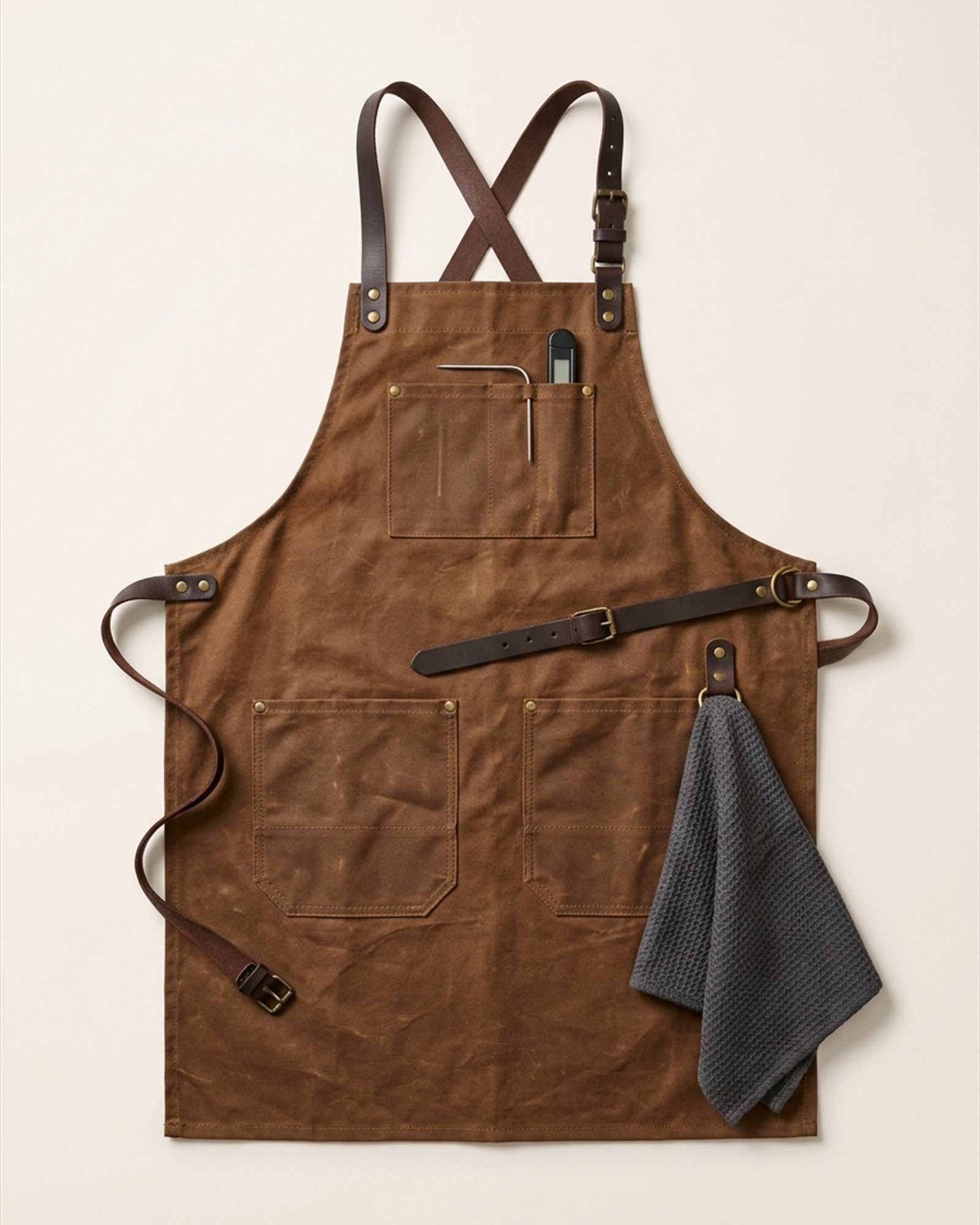 Maillard Reaction Apron in Tobacco, front view