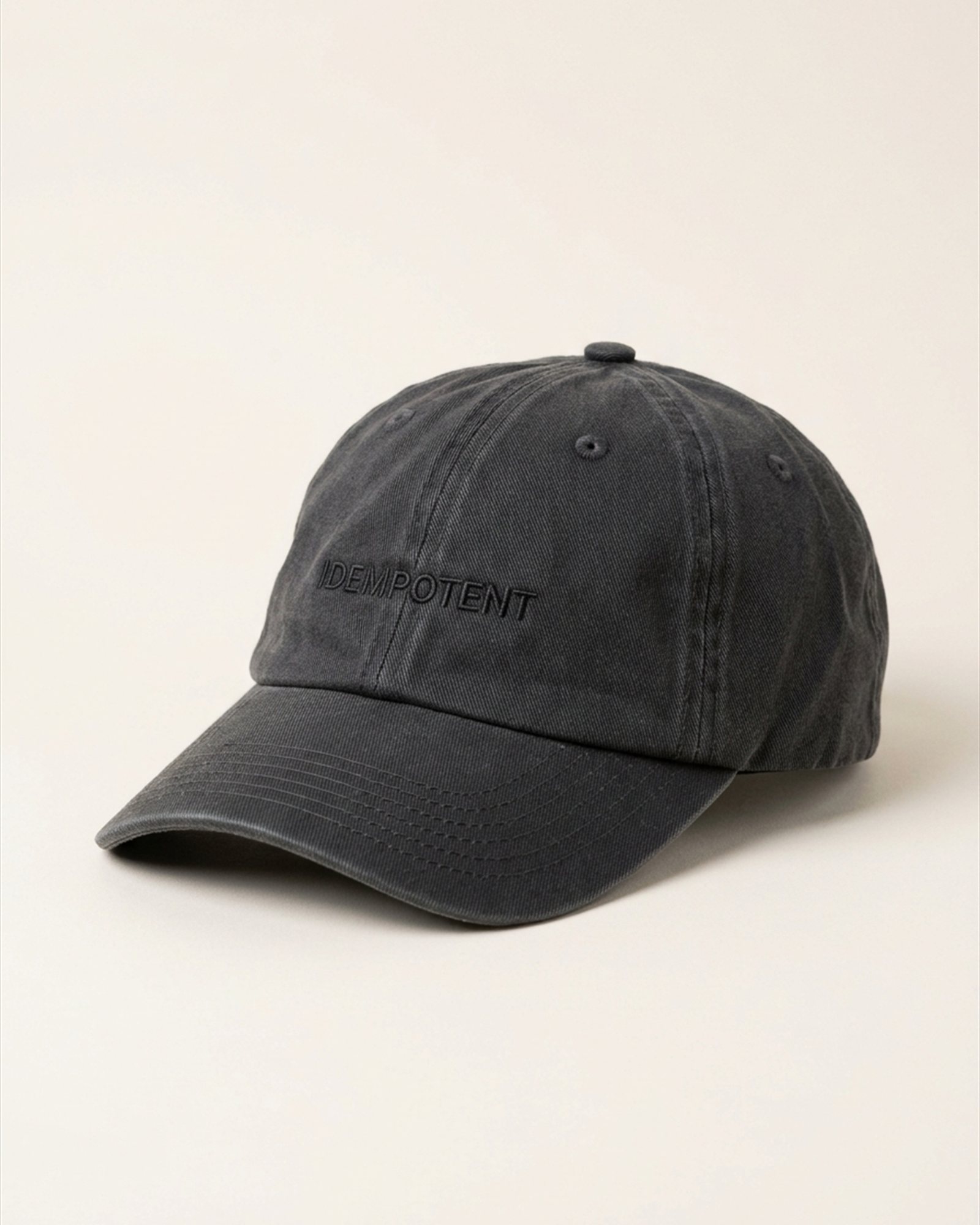 Idempotent Dad Cap in Graphite, front view