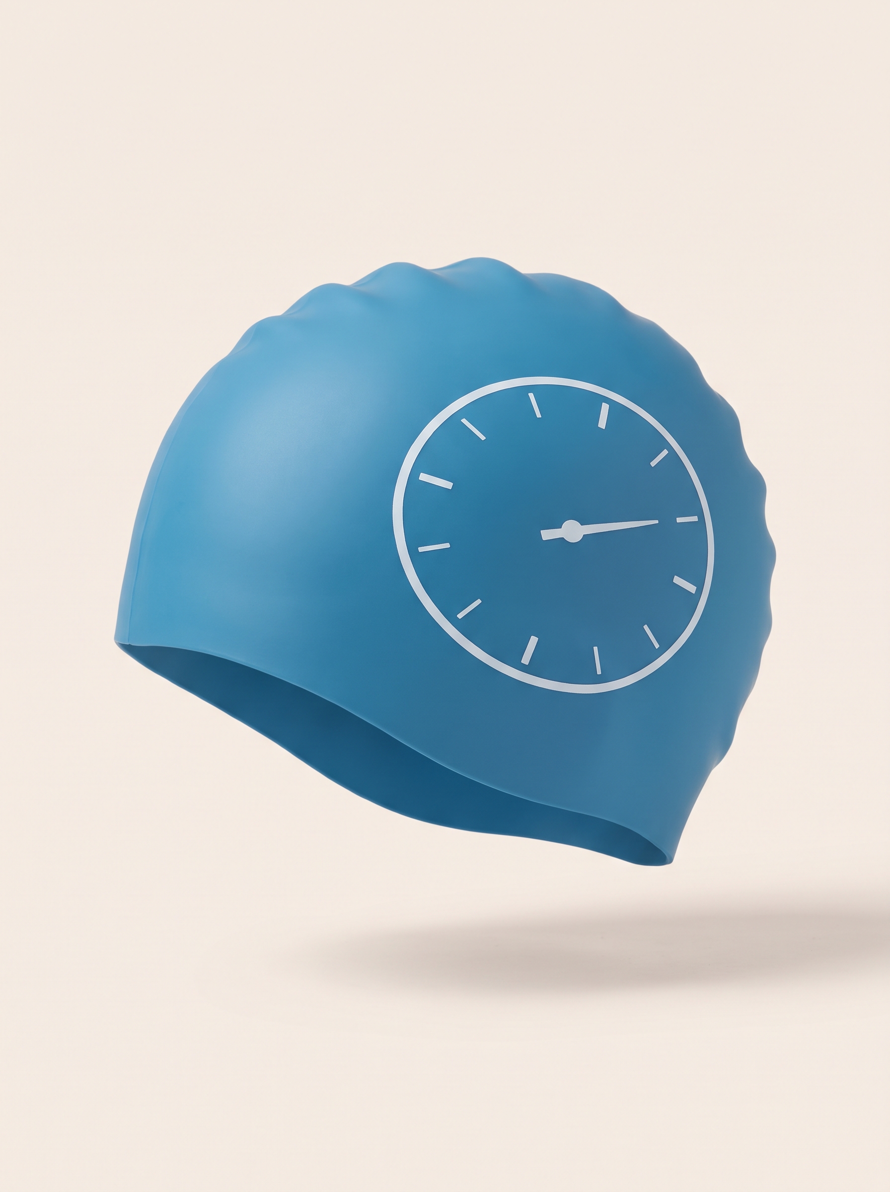 Pace Clock Swim Cap in Pool Blue, front view