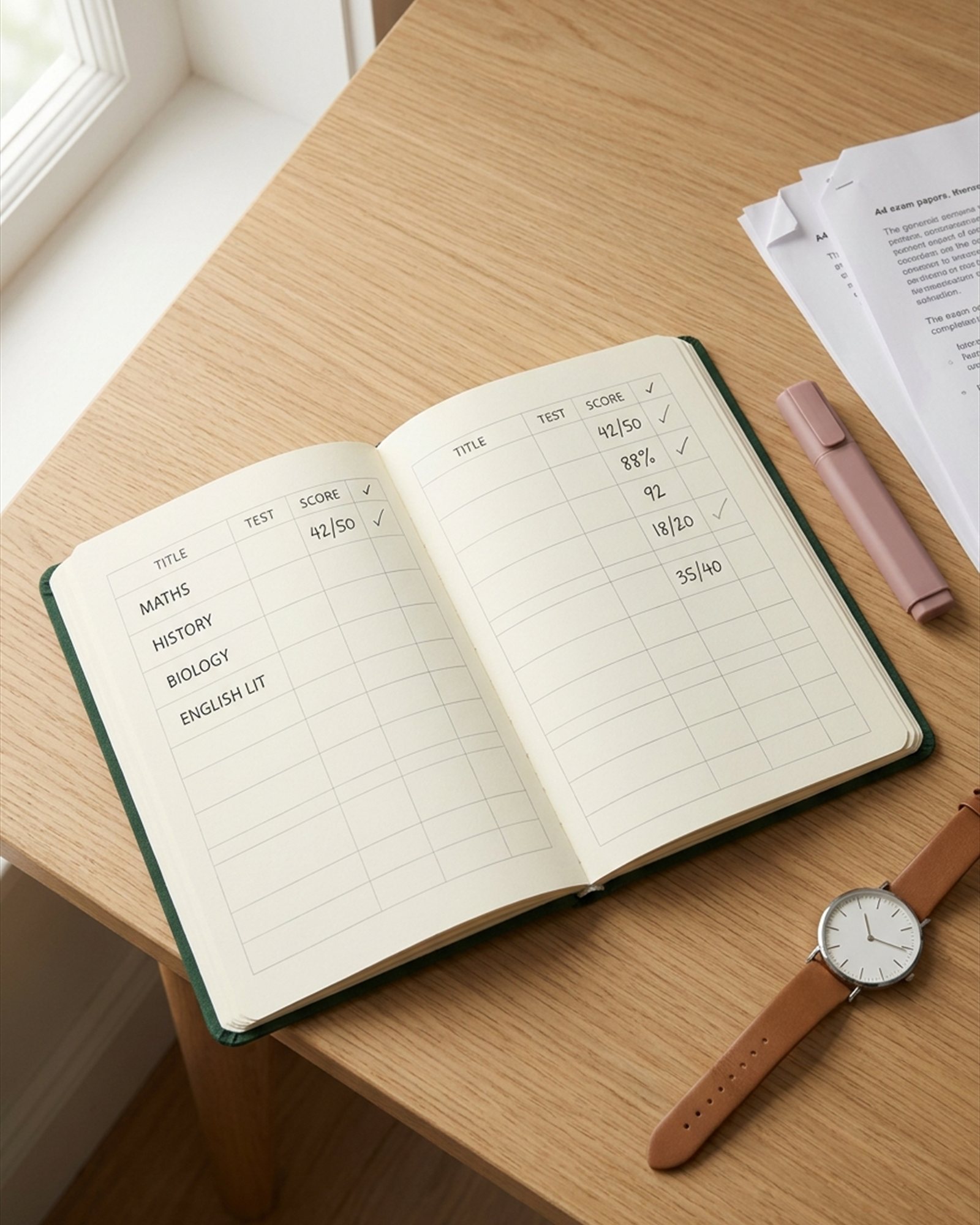 Past Paper Planner in Forest, in use